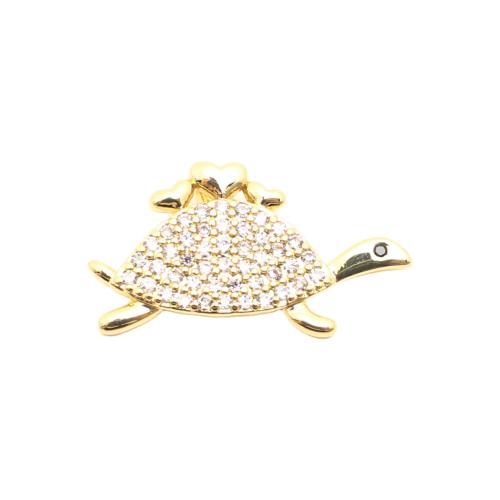 Cubique Pendentif en laiton zircon pavent, tortue, Placage de couleur d'or, DIY & pavé de micro zircon Vendu par PC