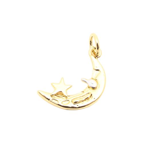 Brass Jewelry Pendants, Moon and Star, DIY, golden 