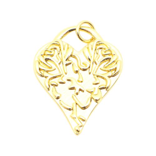 Hollow Brass Pendants, Heart, DIY, golden 