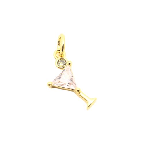 Cubique Pendentif en laiton zircon pavent, avec zircon cubique, tasse, DIY, doré Vendu par PC