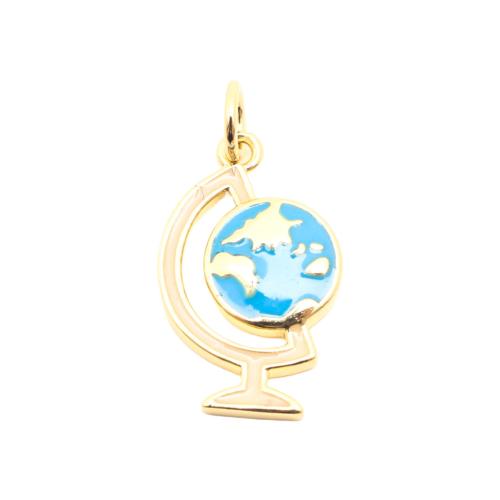Pendentifs de Émail laiton , Globe, DIY & émail, doré Vendu par PC