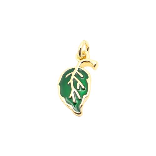 Pendentifs de Émail laiton , feuille, DIY & émail, doré Vendu par PC