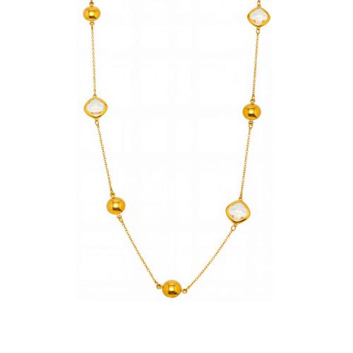 ステンレス鋼のジュエリーネックレス, 304ステンレススチール, とともに ガラスストーン, 18金メッキ, ファッションジュエリー & 女性用, 無色, 売り手 パソコン