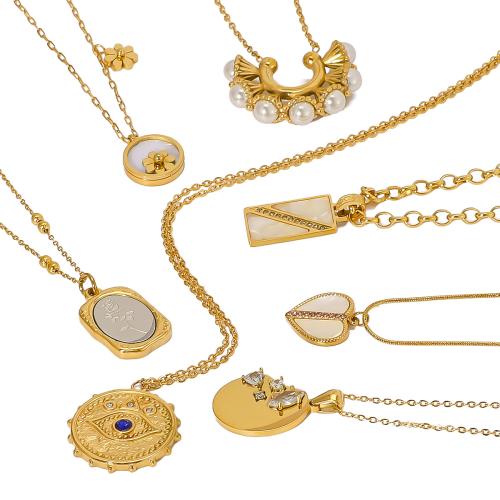 ステンレス鋼のジュエリーネックレス, 304ステンレススチール, とともに プラスチック製パール, メッキ, ファッションジュエリー & 異なるスタイルを選択 & 女性用, 金色, 売り手 パソコン