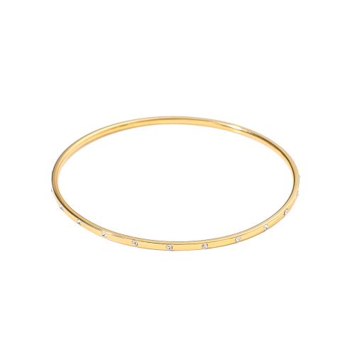 Acier inoxydable 304 bracelet ordinaire, Plaqué or 18K, styles différents pour le choix & pavé de micro zircon & pour femme, Vendu par PC