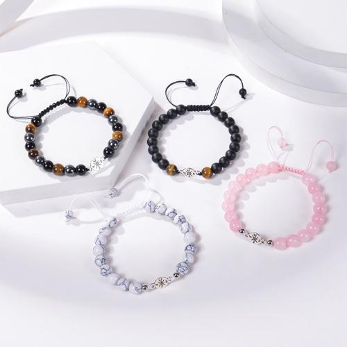 Gemstone Bracelets, Synthetic Gemstone, with Zinc Alloy, fashion jewelry & Unisex 