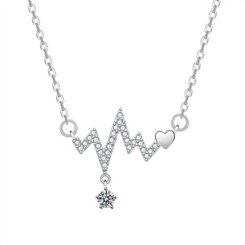 Collier de bijoux de titane, Acier titane, avec zircon cubique, Placage, bijoux de mode & pour femme, plus de couleurs à choisir Environ 41 , Vendu par PC