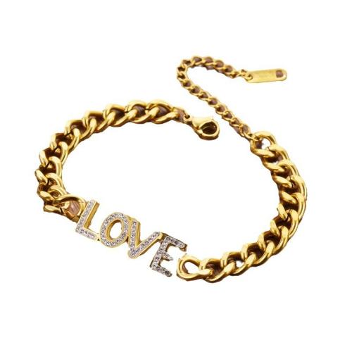 チタン鋼 ブレスレット, とともに キュービックジルコニア, メッキ, ファッションジュエリー & 女性用, 無色, 長さ:約 17.8 センチ, 売り手 パソコン