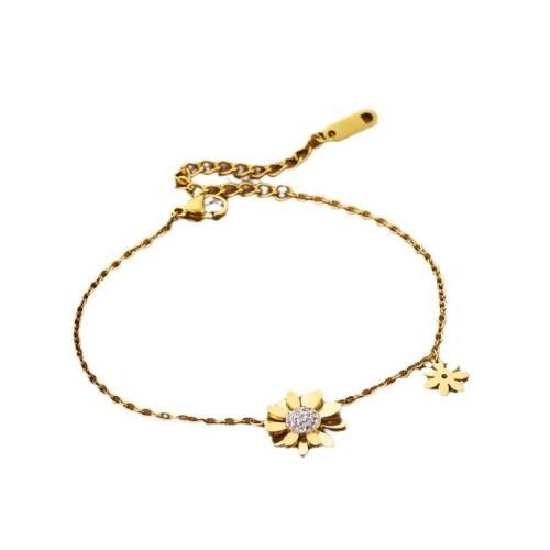 チタン鋼 ブレスレット, とともに キュービックジルコニア, メッキ, ファッションジュエリー & 女性用, 金色, 長さ:約 17.8 , 売り手 パソコン