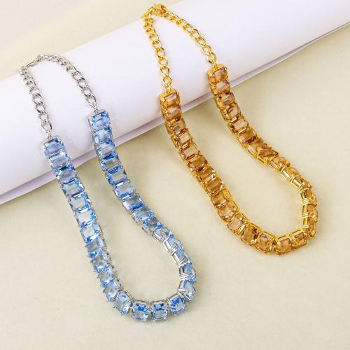 Collier en laiton cubique Zircon Micro Pave, avec zircon cubique, bijoux de mode & pour femme, plus de couleurs à choisir Environ 31 cm, Vendu par PC