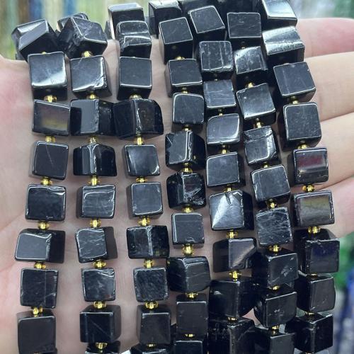Schorl Beads, Square, DIY, black Approx 38 cm 