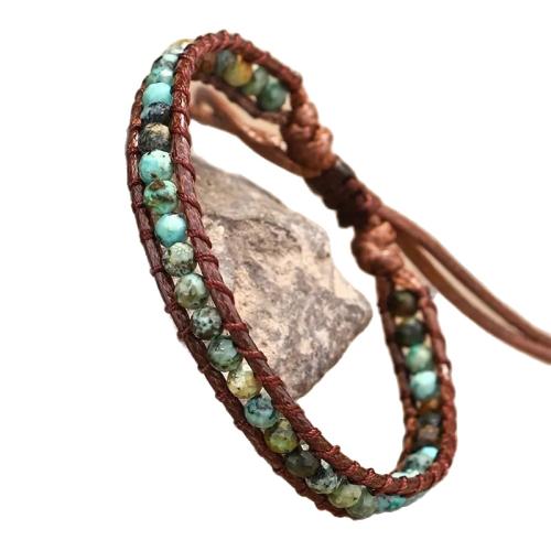 African Turquoise Bracelet, with Wax Cord, fashion jewelry, mixed colors, 4mm .5 mm 