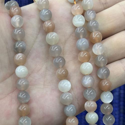 Perles Pierre de lune, Moonstone, Rond, DIY, multicolore Environ 38 cm, Vendu par brin