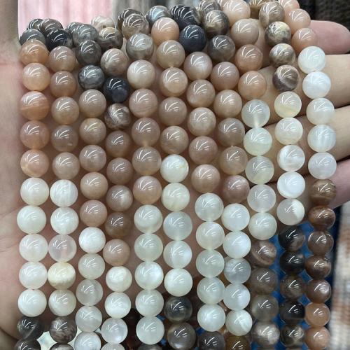 Perles Pierre de lune, Moonstone, Rond, DIY, multicolore Environ 38 cm, Vendu par brin