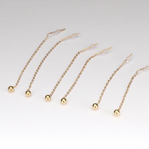 Titanium Steel Thread Through Earrings, Round, gold color plated, fashion jewelry & for woman 