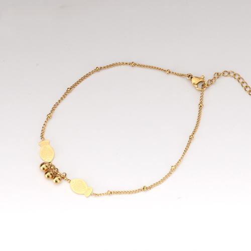 Titanstahl Fußkettchen, Fisch, goldfarben plattiert, Modeschmuck & für Frau, Länge:ca. 8-10 ZollInch, verkauft von PC