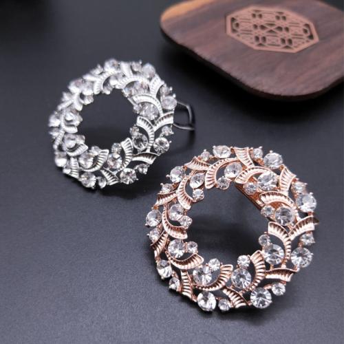 alliage de zinc Boucle de foulard, Placage, pour femme & avec strass, plus de couleurs à choisir, 43mm, Vendu par PC[