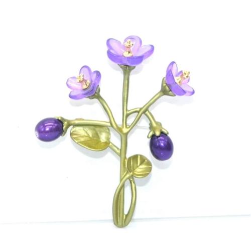 Zinc Alloy Brooch, with Resin, Flower, stoving varnish, fashion jewelry & for woman 
