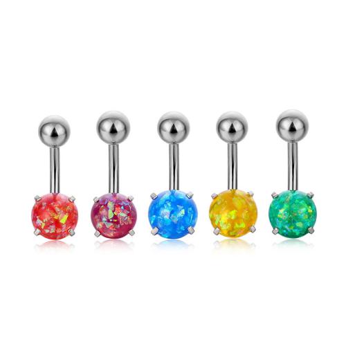 acier inoxydable 316L anneau de ventre, avec Opale, bijoux de mode & unisexe, plus de couleurs à choisir, 20mm, Vendu par PC[