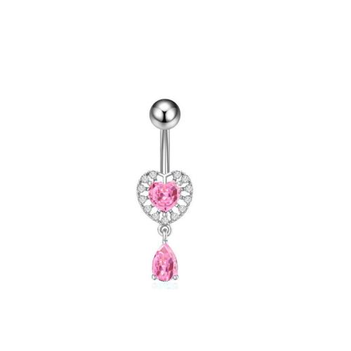 Acier inoxydable 304 anneau de ventre, styles différents pour le choix & pavé de micro zircon & pour femme, belly ring length 20-80mm, Vendu par PC