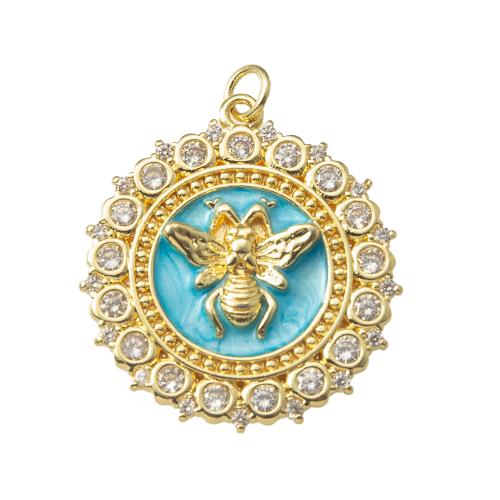 Messing Anhänger, plattiert, Modeschmuck & Emaille & mit Strass, keine, frei von Nickel, Blei & Kadmium, 26.8x3.6x32.4mm, verkauft von PC