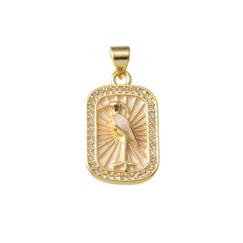 Messing Anhänger, plattiert, Modeschmuck & Emaille & mit Strass, keine, frei von Nickel, Blei & Kadmium, 13.5x3.5x26.4mm, verkauft von PC