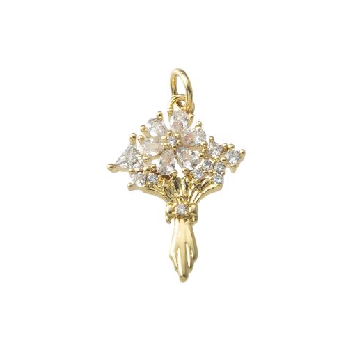 laiton Pendentif, Placage, bijoux de mode & pavé de micro zircon, doré, protéger l'environnement, sans nickel, plomb et cadmium Vendu par PC