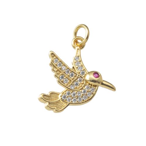 Strass Messing Anhänger, Vogel, plattiert, Modeschmuck & mit Strass, keine, frei von Nickel, Blei & Kadmium, 17.2x2.5x20.4mm, verkauft von PC