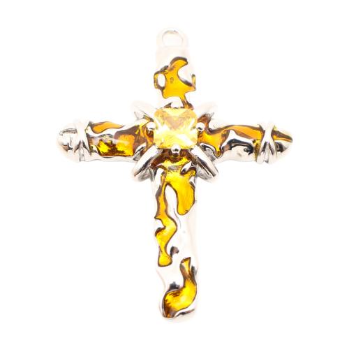 laiton Pendentif, croix, DIY & pavé de micro zircon & émail Vendu par PC
