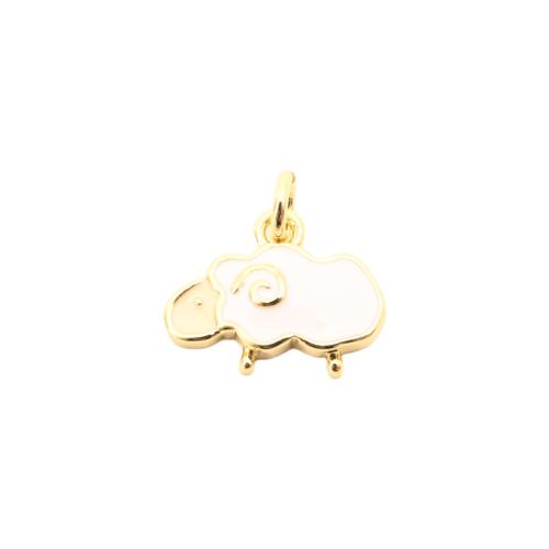 laiton Pendentif, mouton, DIY & émail, doré Vendu par PC