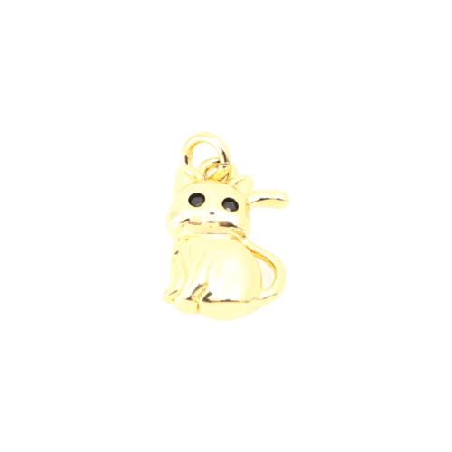Cubique Pendentif en laiton zircon pavent, chat, DIY & pavé de micro zircon, doré Vendu par PC