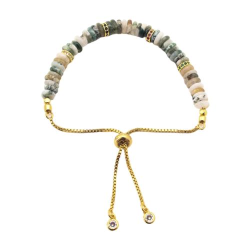 laiton bracelet, avec Amazonite, bijoux de mode & unisexe & pavé de micro zircon, doré, Vendu par PC