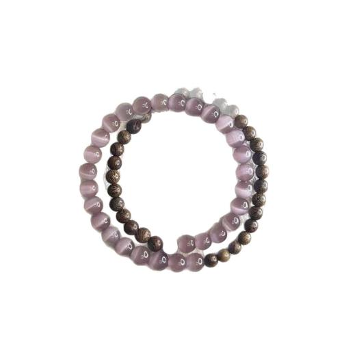 Bois de santal bracelet, avec Oeil de chat, fait à la main, bijoux de mode & pour femme, plus de couleurs à choisir Environ 17.8 cm, Vendu par PC