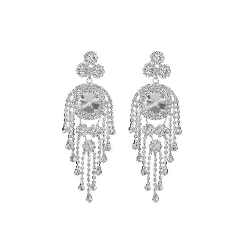 Iron Drop Earring, fashion jewelry & for woman & with rhinestone [
