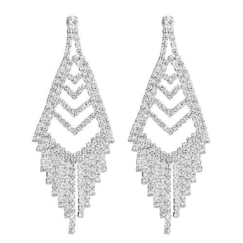laiton Boucle d'oreille goutte, bijoux de mode & pour femme & avec strass, Vendu par paire