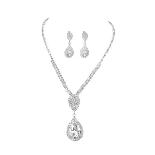 laiton parure de bijoux, 2 pièces & bijoux de mode & pour femme & avec strass, plus de couleurs à choisir, Vendu par PC