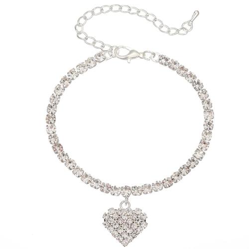 Brass Anklet, fashion jewelry & for woman & with rhinestone 