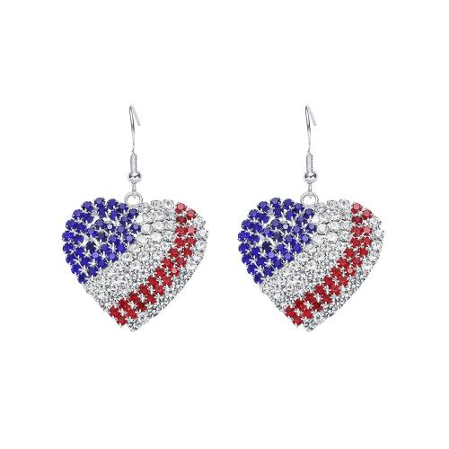 laiton Boucle d'oreille goutte, coeur, bijoux de mode & pour femme & avec strass, Vendu par paire