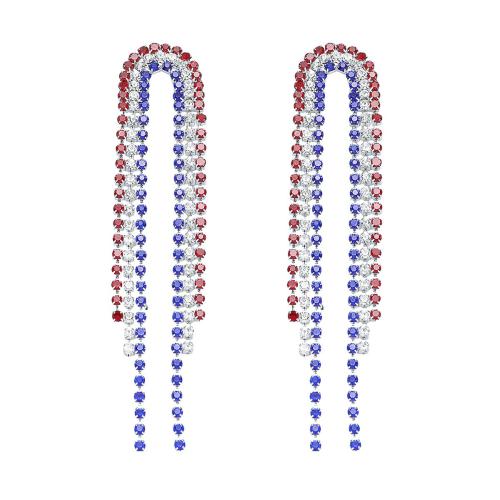 laiton Boucle d'oreille goutte, bijoux de mode & pour femme & avec strass, Vendu par paire