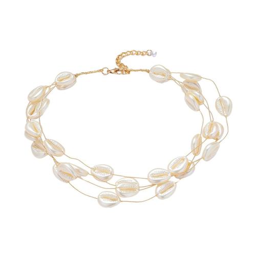 laiton collier, avec coquille, Placage, bijoux de mode & pour femme, Vendu par PC