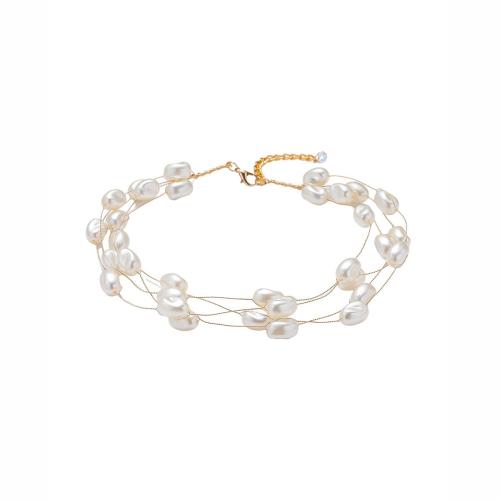 laiton collier, avec Plastique ABS perle, Placage, bijoux de mode & pour femme, Vendu par PC