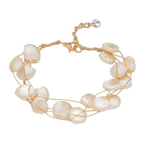 Brass Bracelets, with ABS Plastic Pearl, plated, fashion jewelry & for woman 