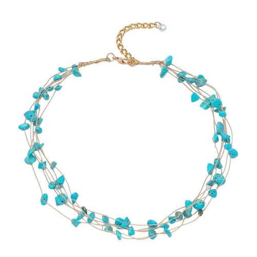 laiton collier, avec turquoise, Placage, bijoux de mode & pour femme, Vendu par PC