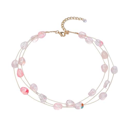 laiton collier, avec quartz rose, Placage, bijoux de mode & pour femme, Vendu par PC
