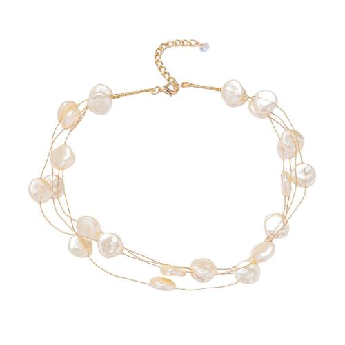 laiton collier, avec Plastique ABS perle, Placage, bijoux de mode & pour femme, Vendu par PC