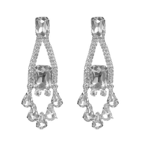 laiton Boucle d'oreille goutte, bijoux de mode & pour femme & avec strass, Vendu par PC