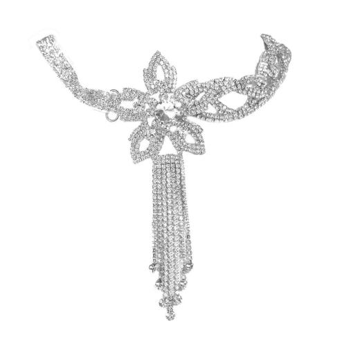 Collier en laiton strass, bijoux de mode & pour femme & avec strass, Vendu par PC