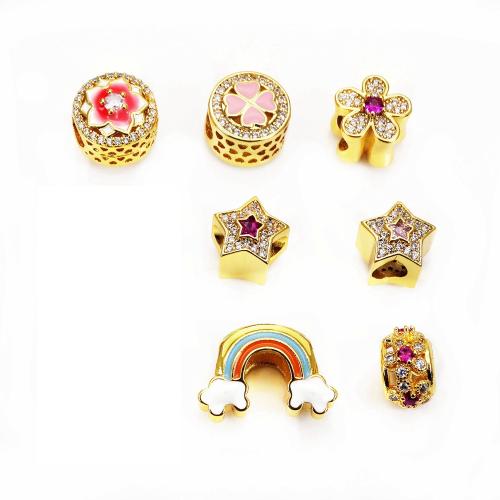 Perles zircon Micro Pave cubes, laiton, Placage, DIY & pavé de micro zircon & émail, plus de couleurs à choisir, Vendu par PC[