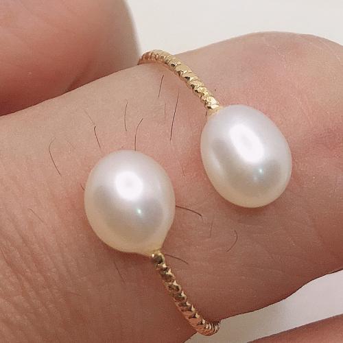 Plastic Pearl Zinc Alloy Finger Ring, with Plastic Pearl, plated, fashion jewelry, white, 5-6mm 