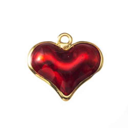 Brass Heart Pendants, plated, DIY & enamel, red, nickel, lead & cadmium free 